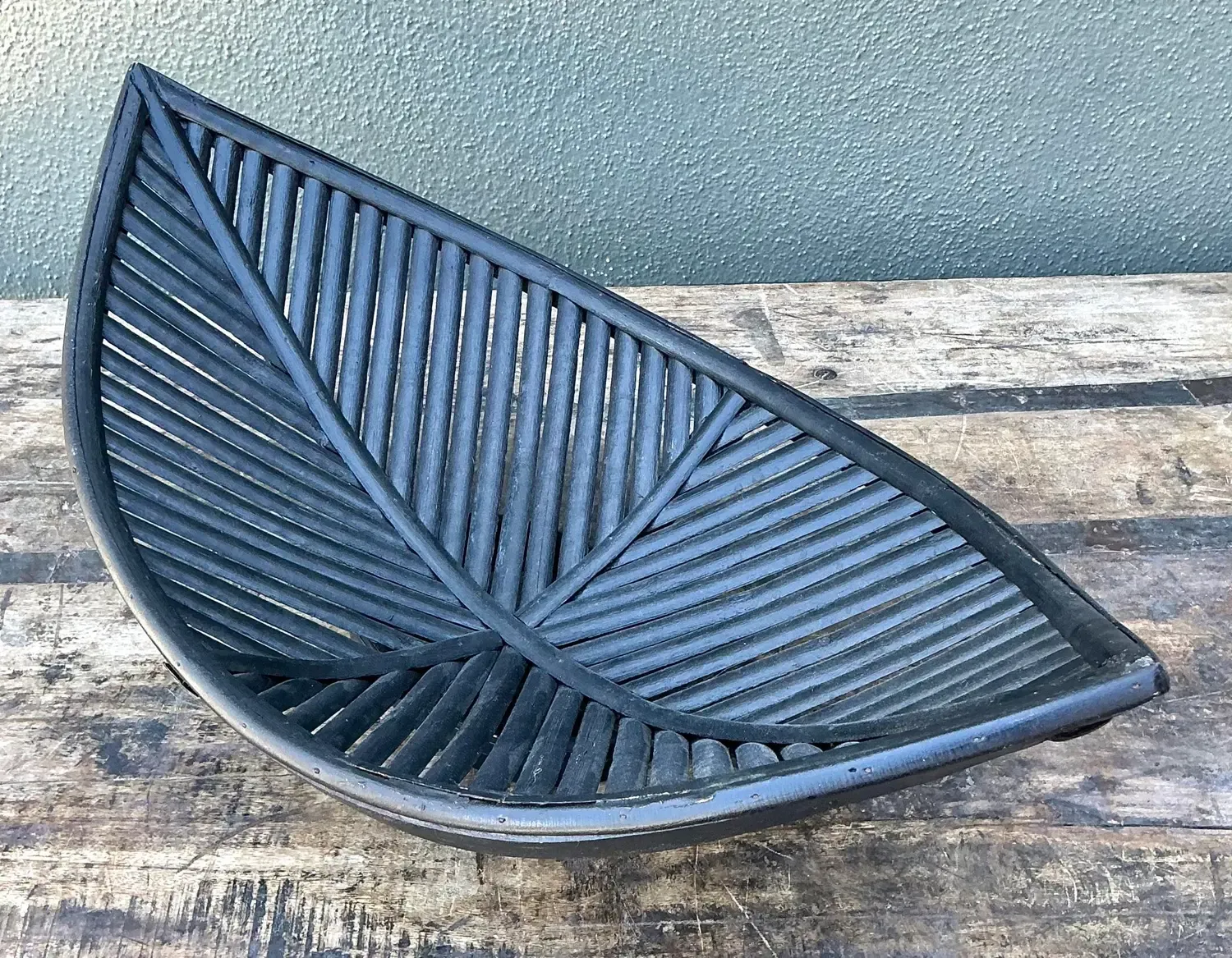 Vintage Rattan Leaf Bowl