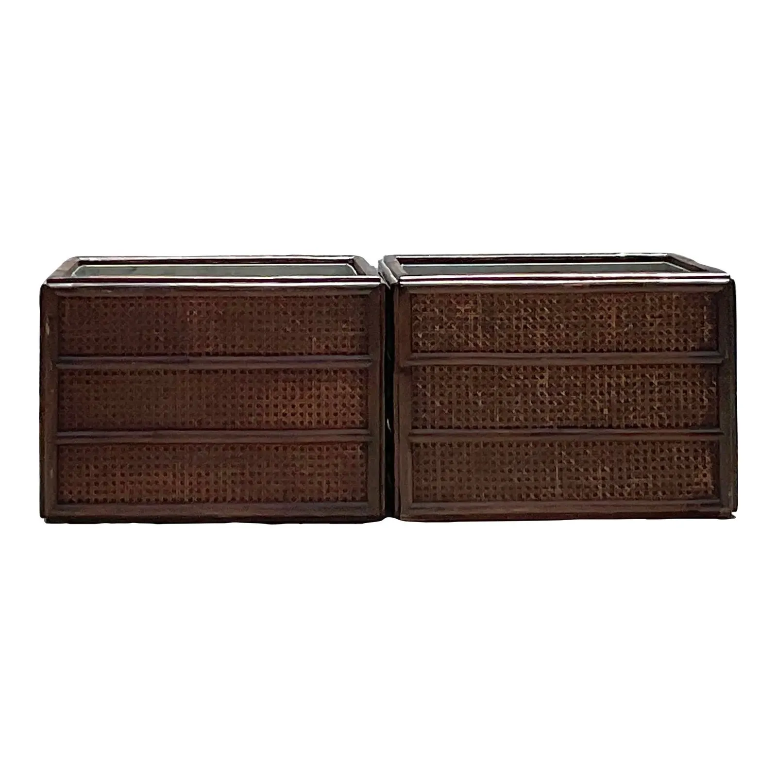 Vintage Rattan Planter With Removable Cast Aluminum - a Pair — additional photo 1