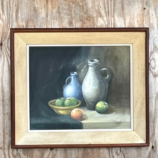 Vintage Realist Tabletop Signed Original Oil Still Life Painting — additional photo 2