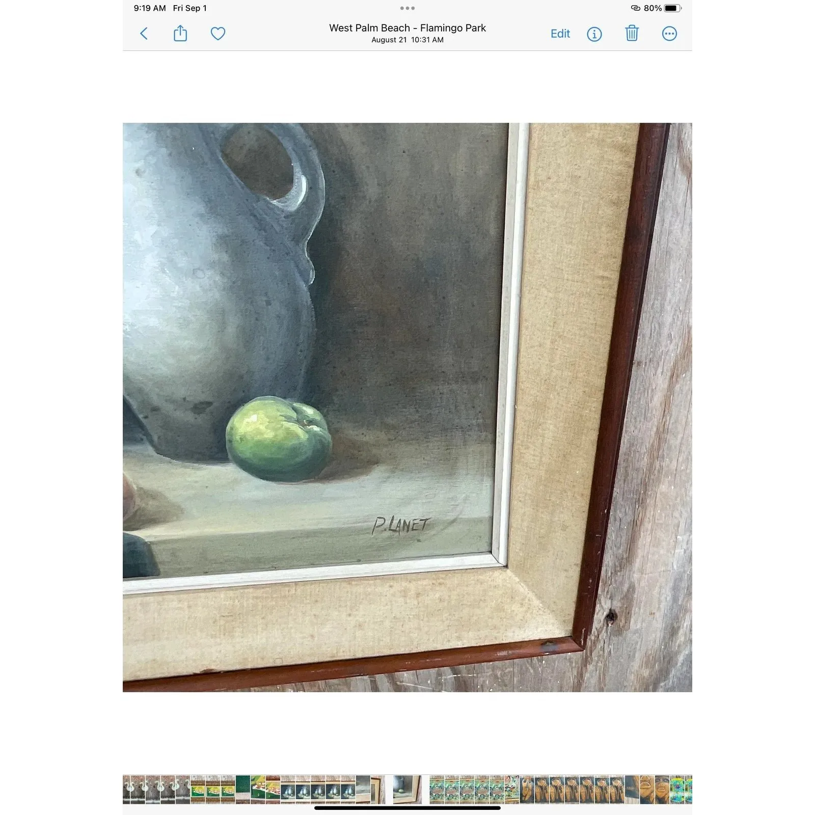Vintage Realist Tabletop Signed Original Oil Still Life Painting — additional photo 4
