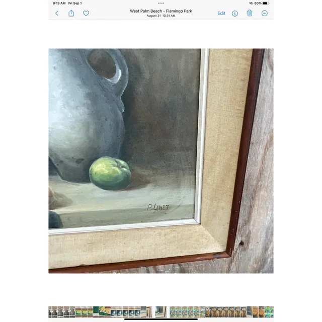 Vintage Realist Tabletop Signed Original Oil Still Life Painting — additional photo 4