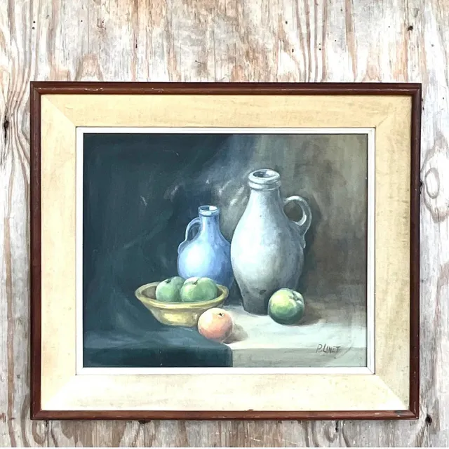 Vintage Realist Tabletop Signed Original Oil Still Life Painting — additional photo 6