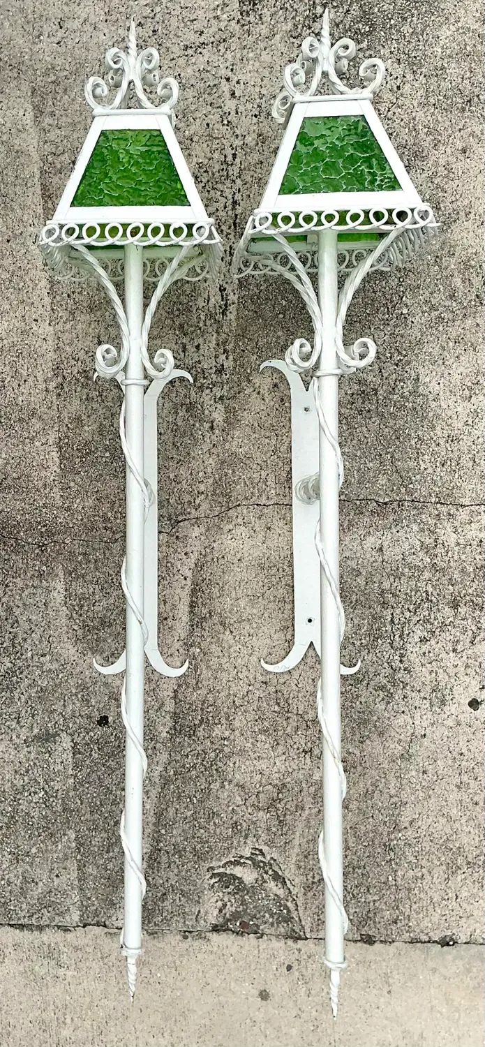 Vintage Regency 1950s Wrought Iron Light Sconces - A Pair — additional photo 8