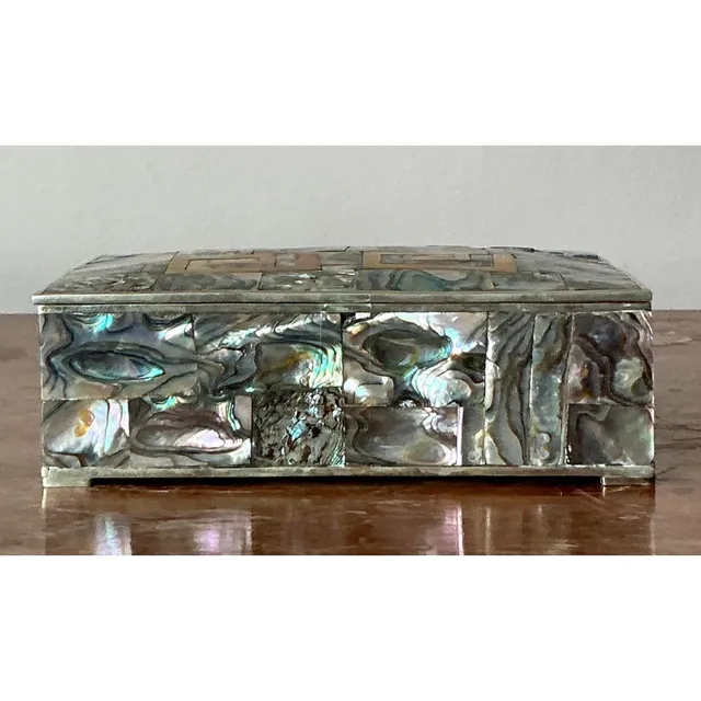Vintage Regency Abalone and Brass Box — additional photo 2