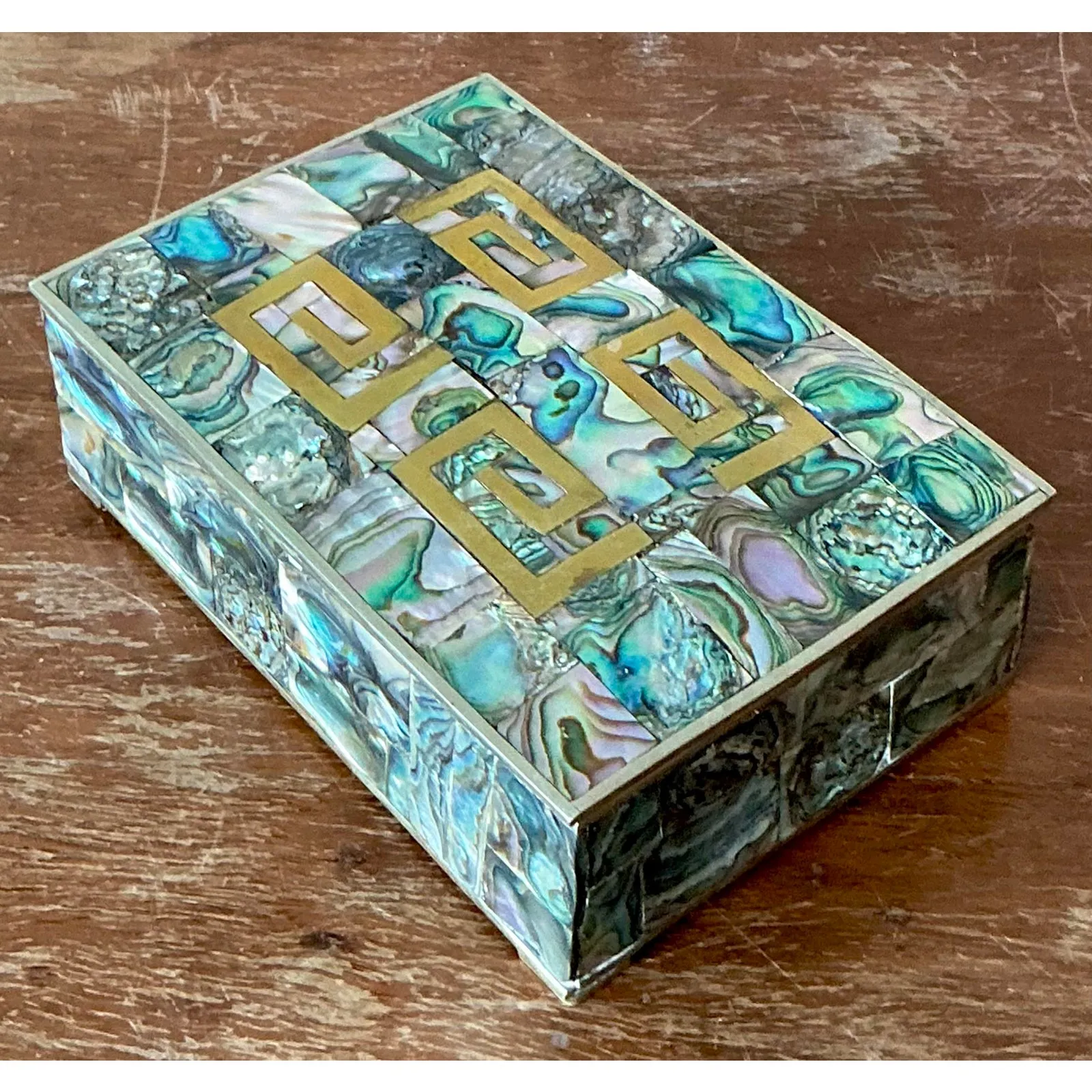 Vintage Regency Abalone and Brass Box — additional photo 3