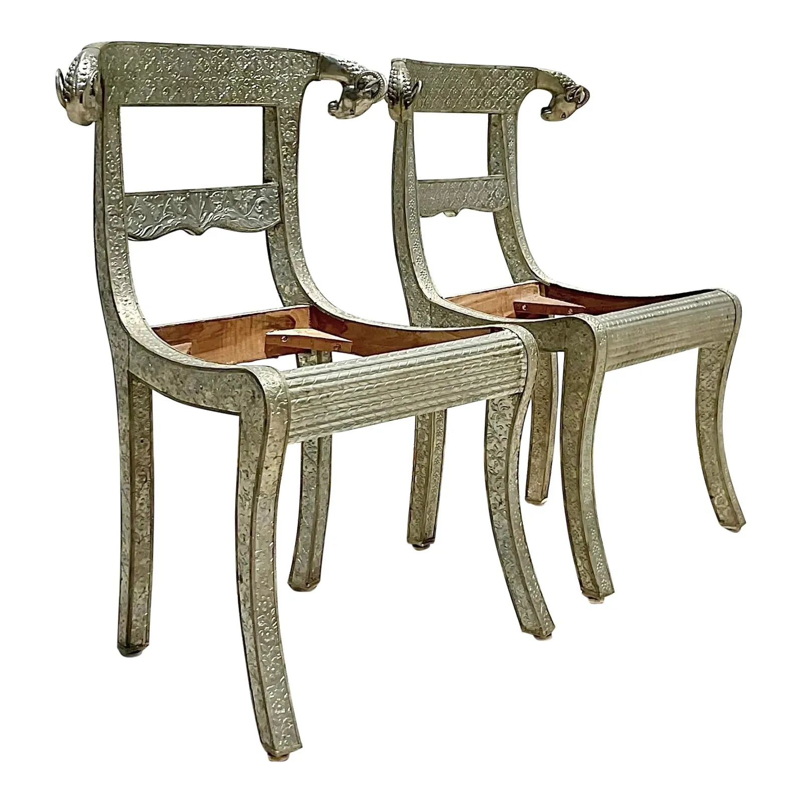 Vintage Regency Anglo Indian Ram’s Head Wedding Chair - Set of 2 — additional photo 1
