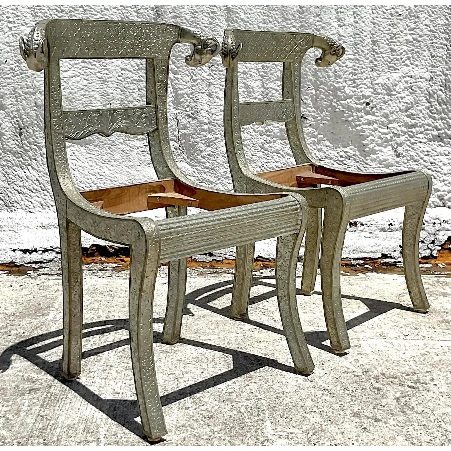 Vintage Regency Anglo Indian Ram’s Head Wedding Chair - Set of 2 — additional photo 2