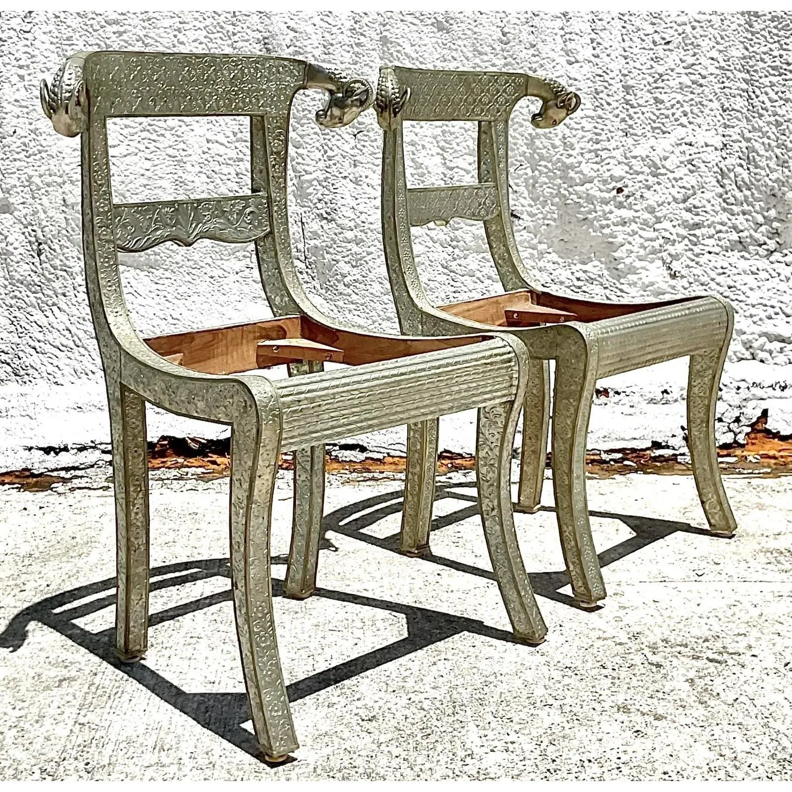 Vintage Regency Anglo Indian Ram’s Head Wedding Chair - Set of 2 — additional photo 4