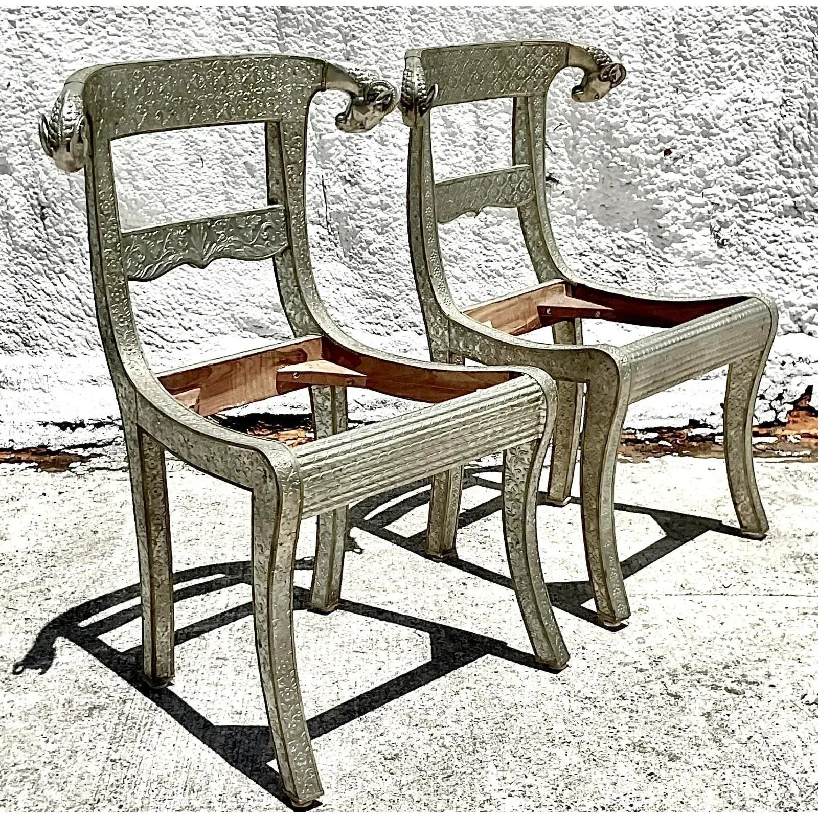 Vintage Regency Anglo Indian Ram’s Head Wedding Chair - Set of 2 — additional photo 6