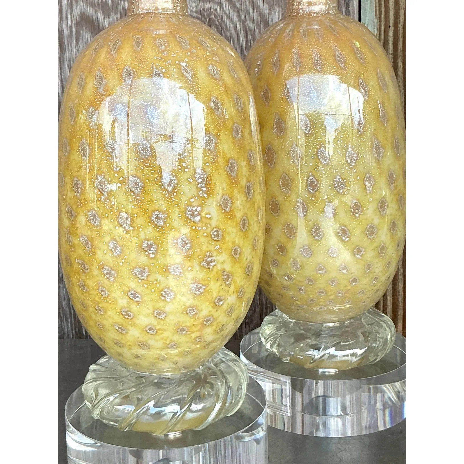Vintage Regency Art Glass Lamps After Murano - a Pair — additional photo 1