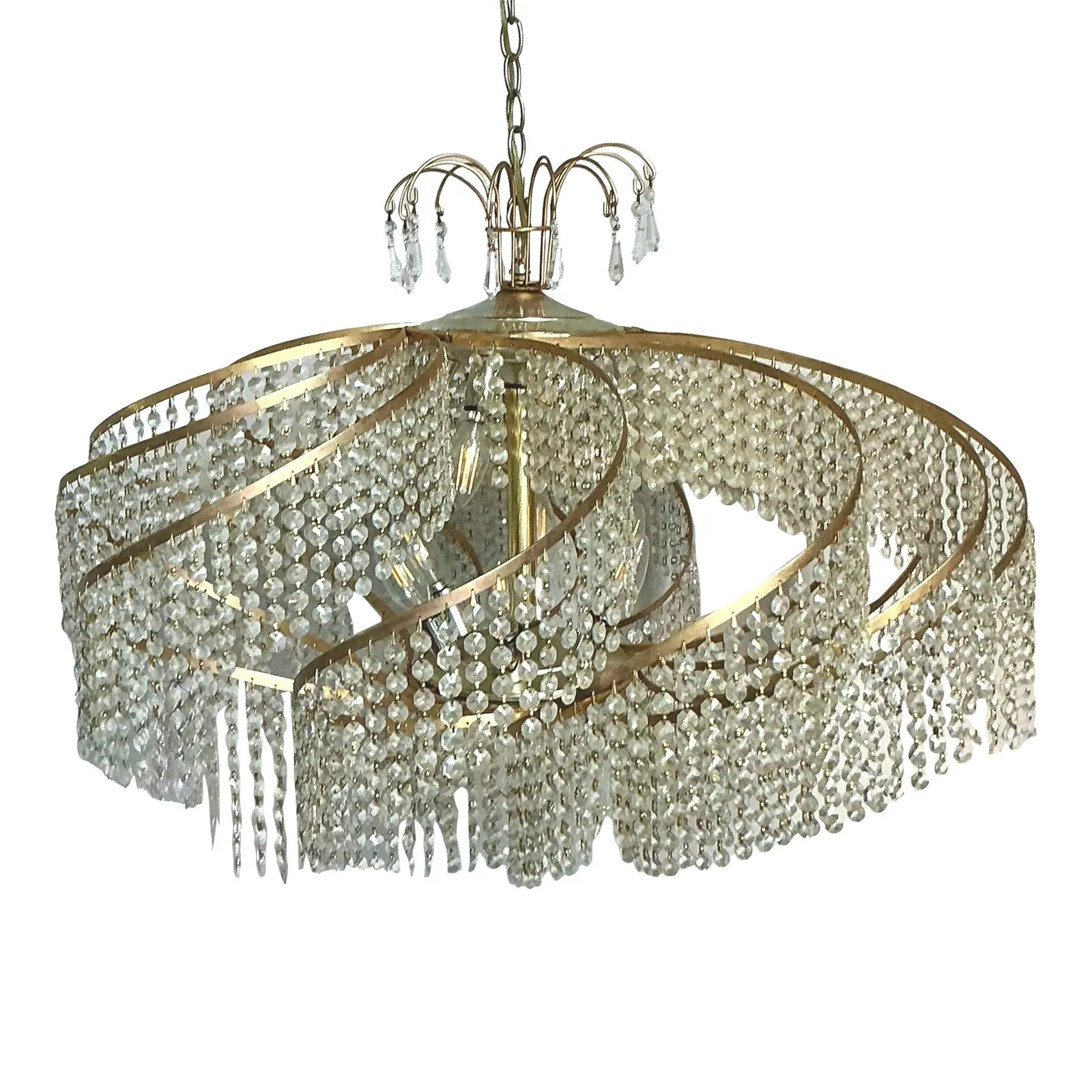 Vintage Regency Belgian Crystal Swirl Chandelier — additional photo 1