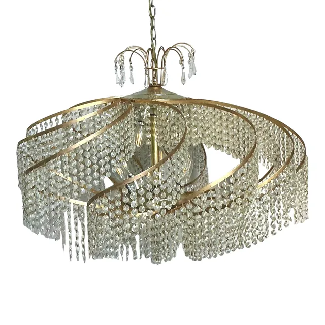 Vintage Regency Belgian Crystal Swirl Chandelier — additional photo 1