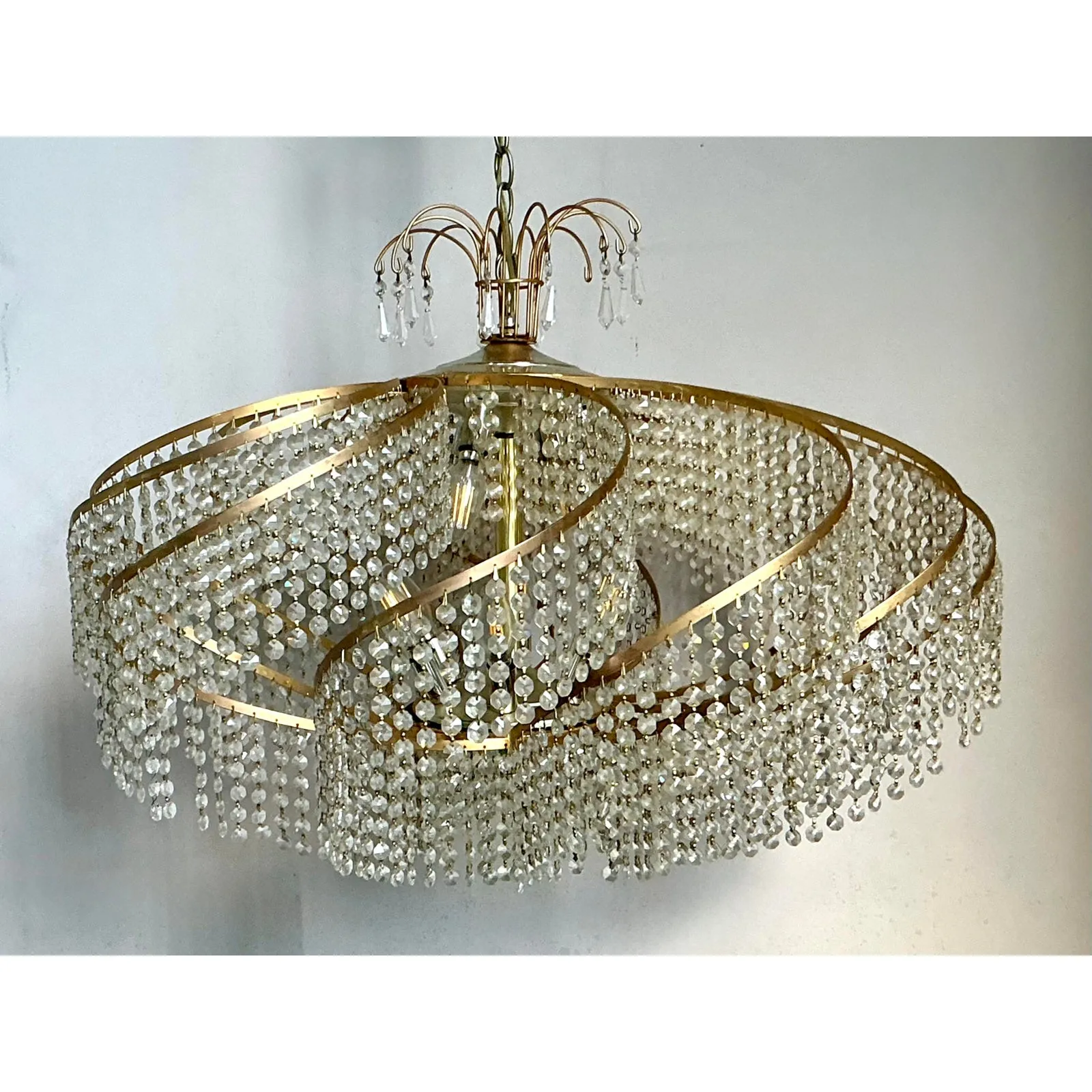 Vintage Regency Belgian Crystal Swirl Chandelier — additional photo 2