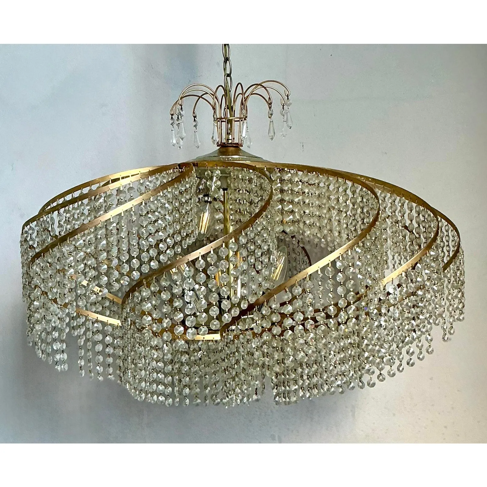 Vintage Regency Belgian Crystal Swirl Chandelier — additional photo 3