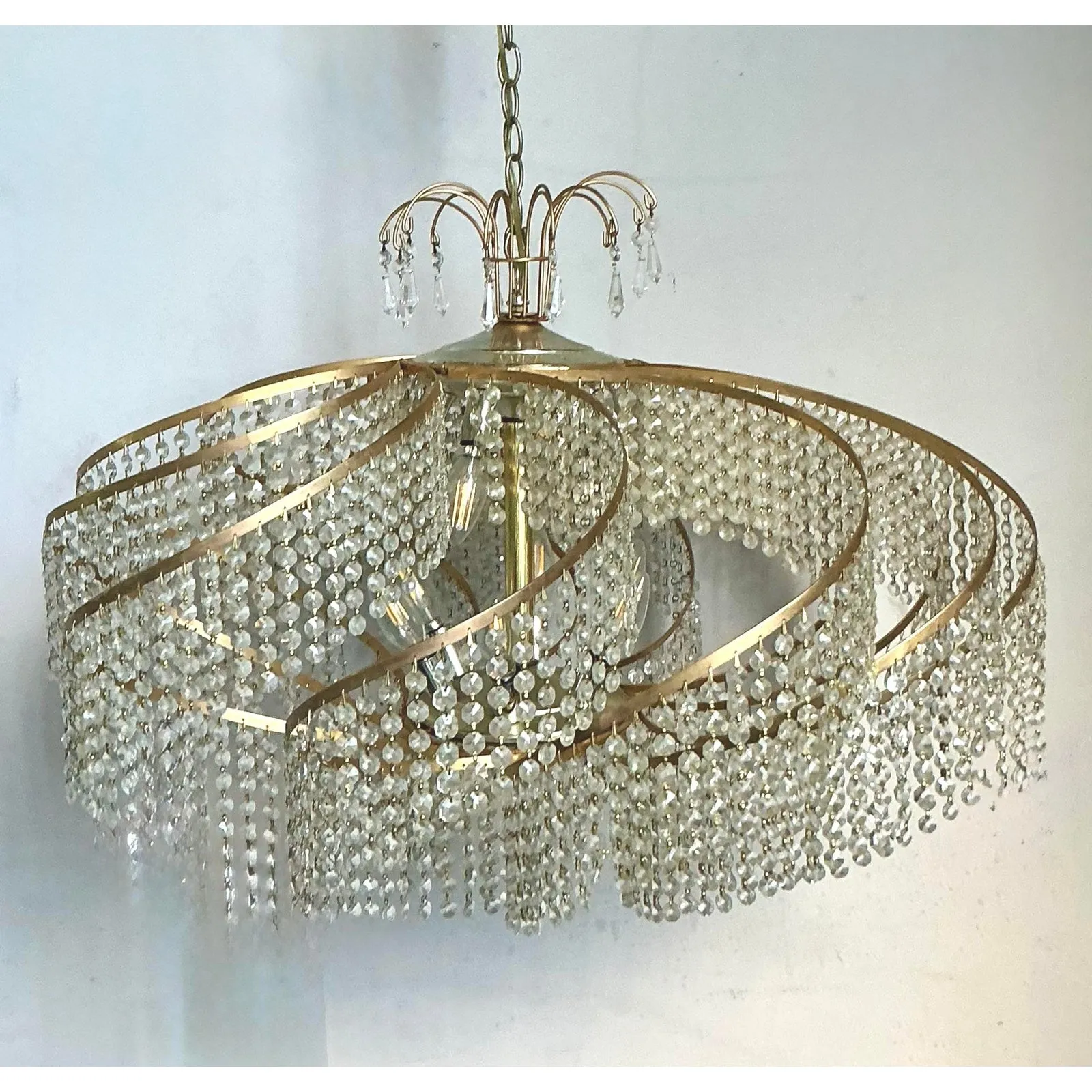 Vintage Regency Belgian Crystal Swirl Chandelier — additional photo 4