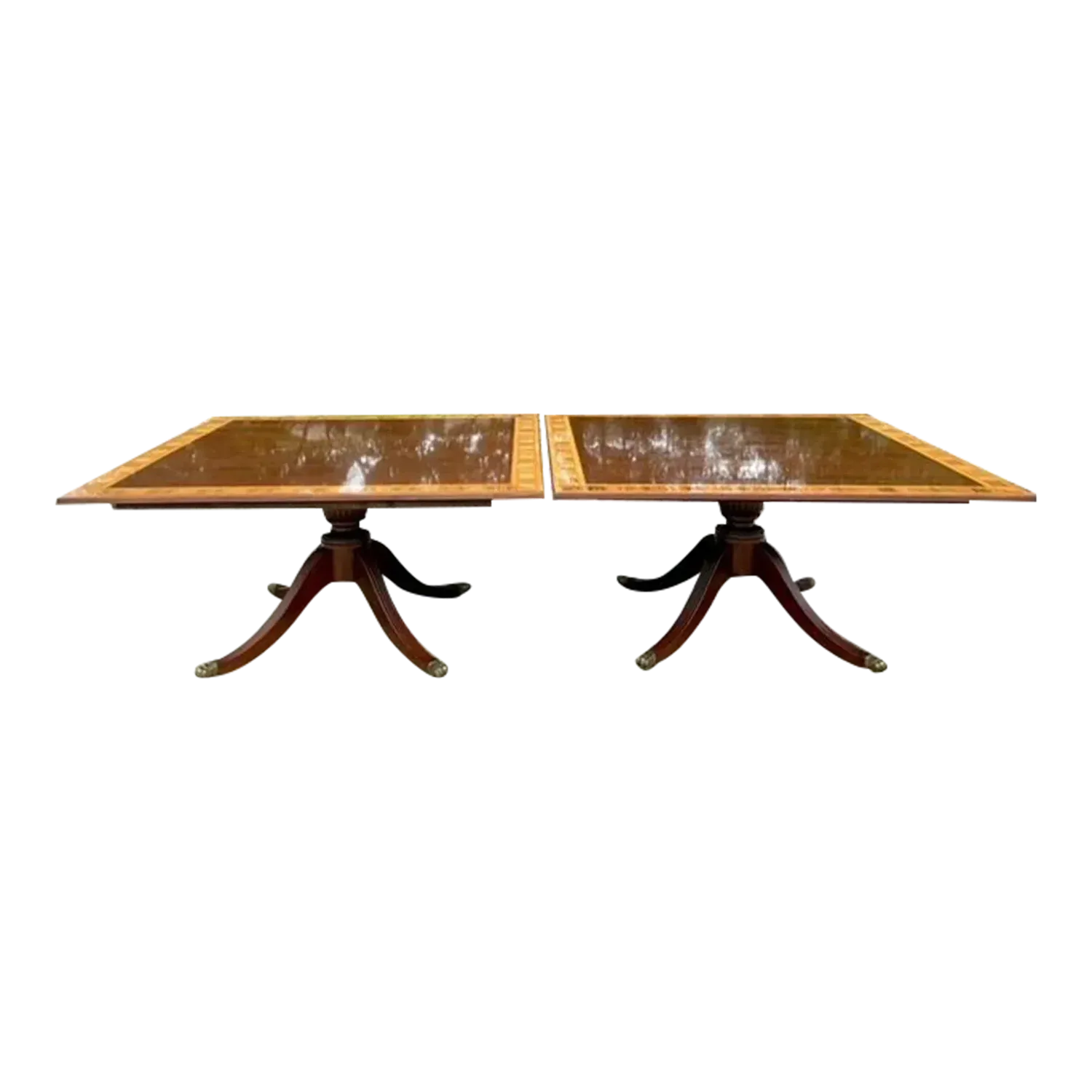 Vintage Regency Birdseye and Mahogany Square Dining Tables - a Pair
