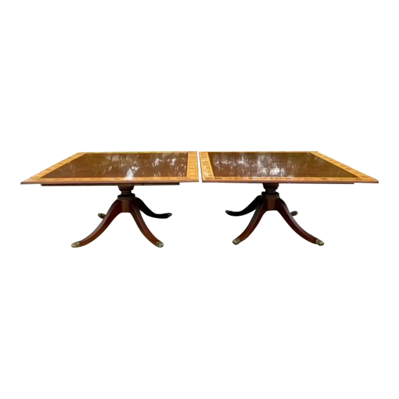 Vintage Regency Birdseye and Mahogany Square Dining Tables - a Pair