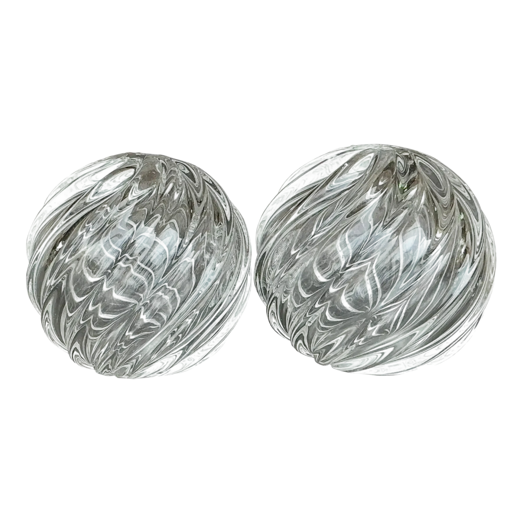Vintage Regency Blown Glass Swirl Sphere - A Pair — additional photo 2
