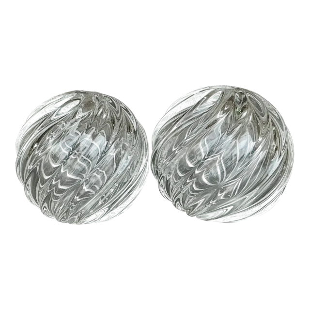 Vintage Regency Blown Glass Swirl Sphere - A Pair — additional photo 2