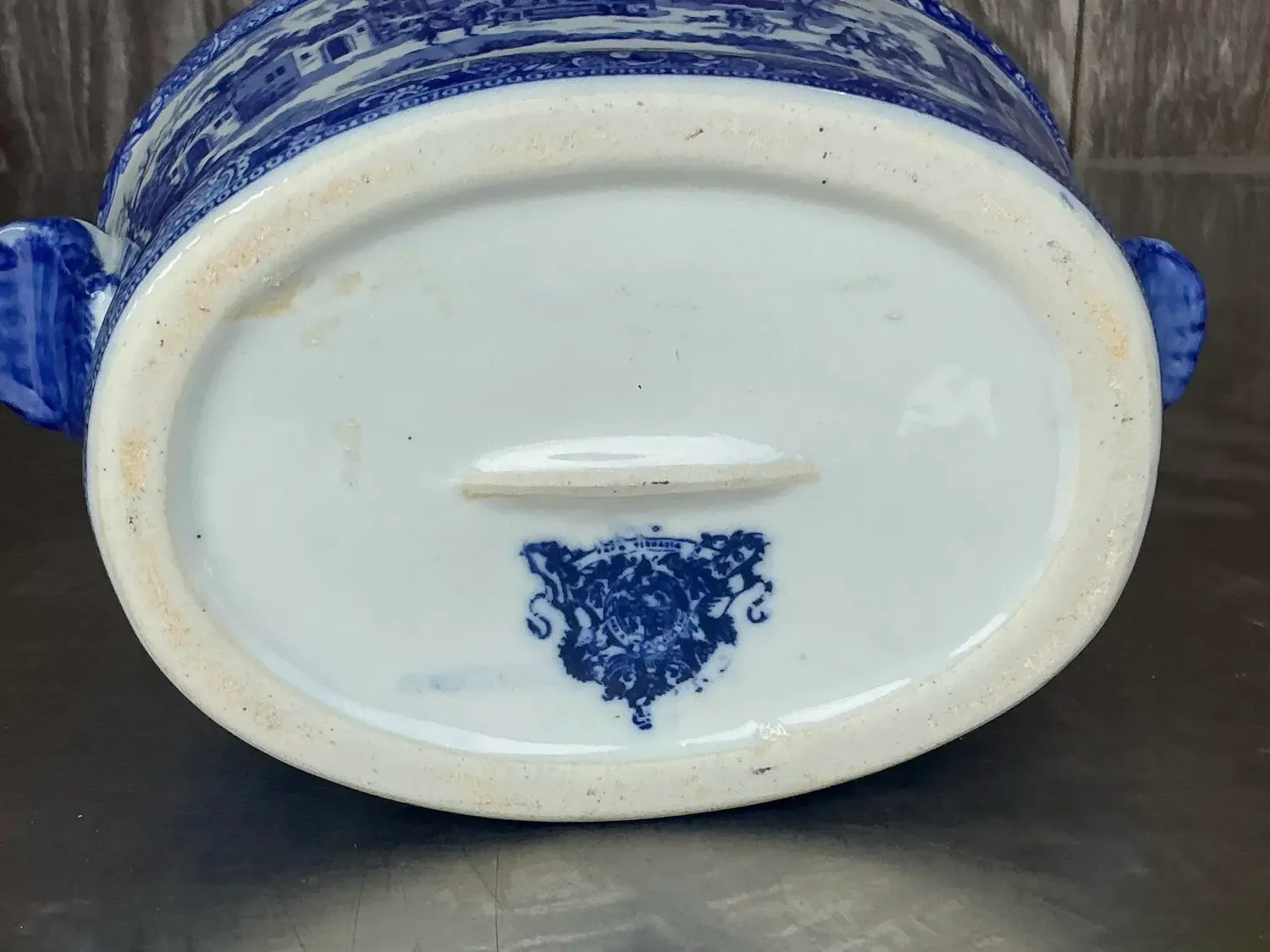 Vintage Regency Blue and White Trellis Cache Pot — additional photo 8