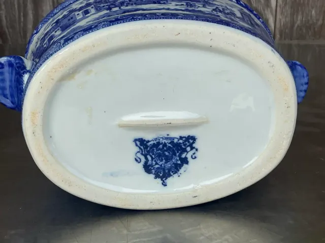 Vintage Regency Blue and White Trellis Cache Pot — additional photo 8