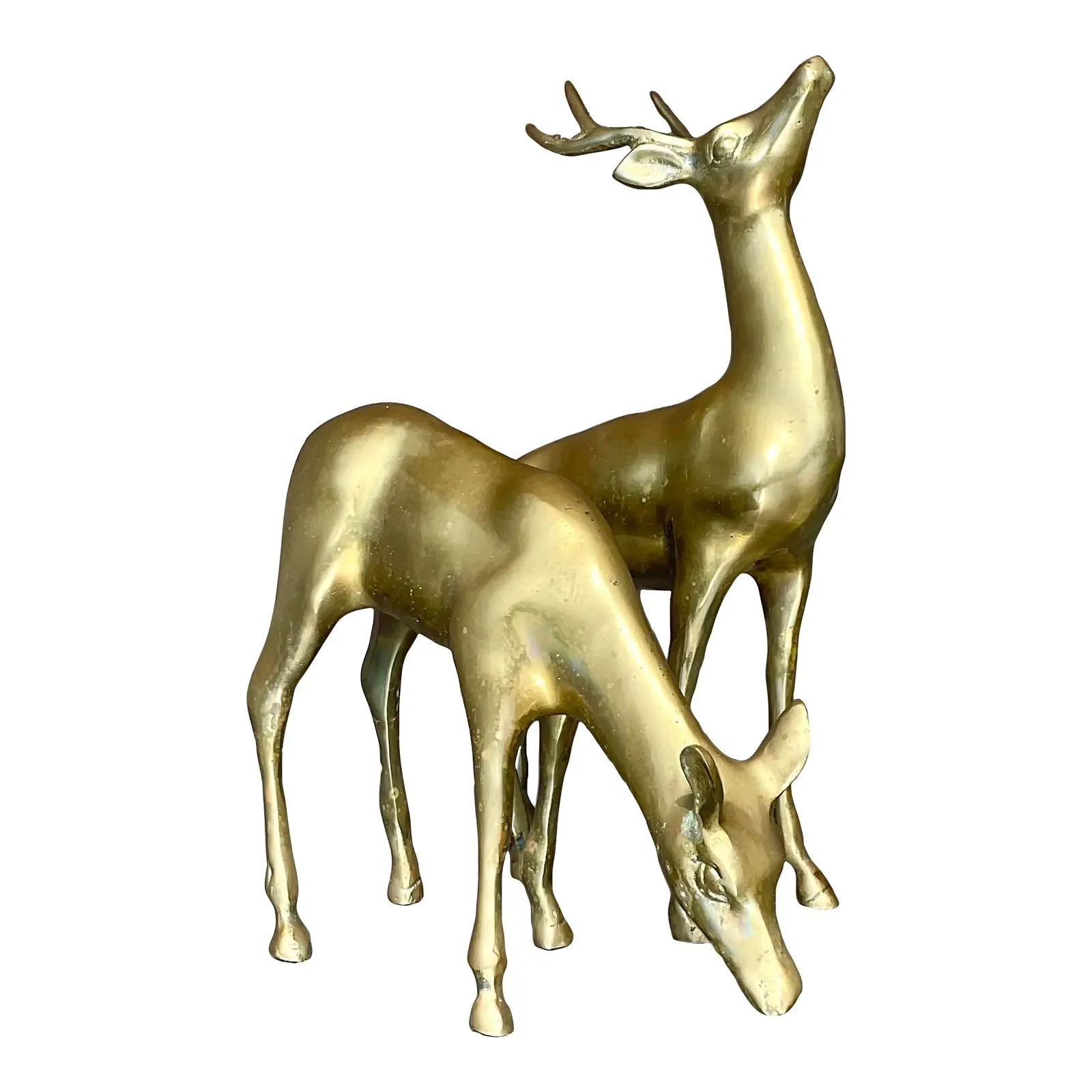 Vintage Regency Brass Deer - a Pair