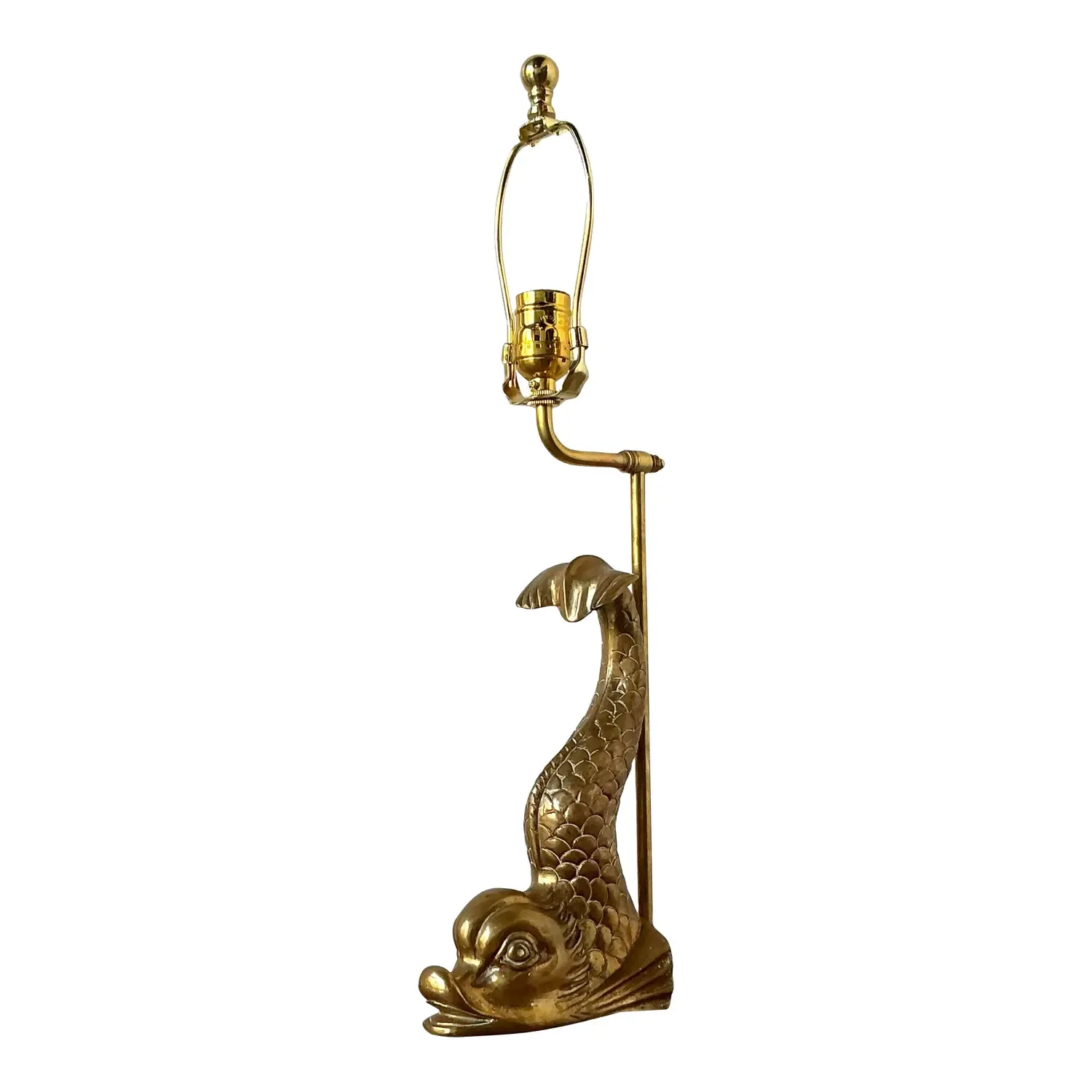 Vintage Regency Brass Koi Lamp — additional photo 1