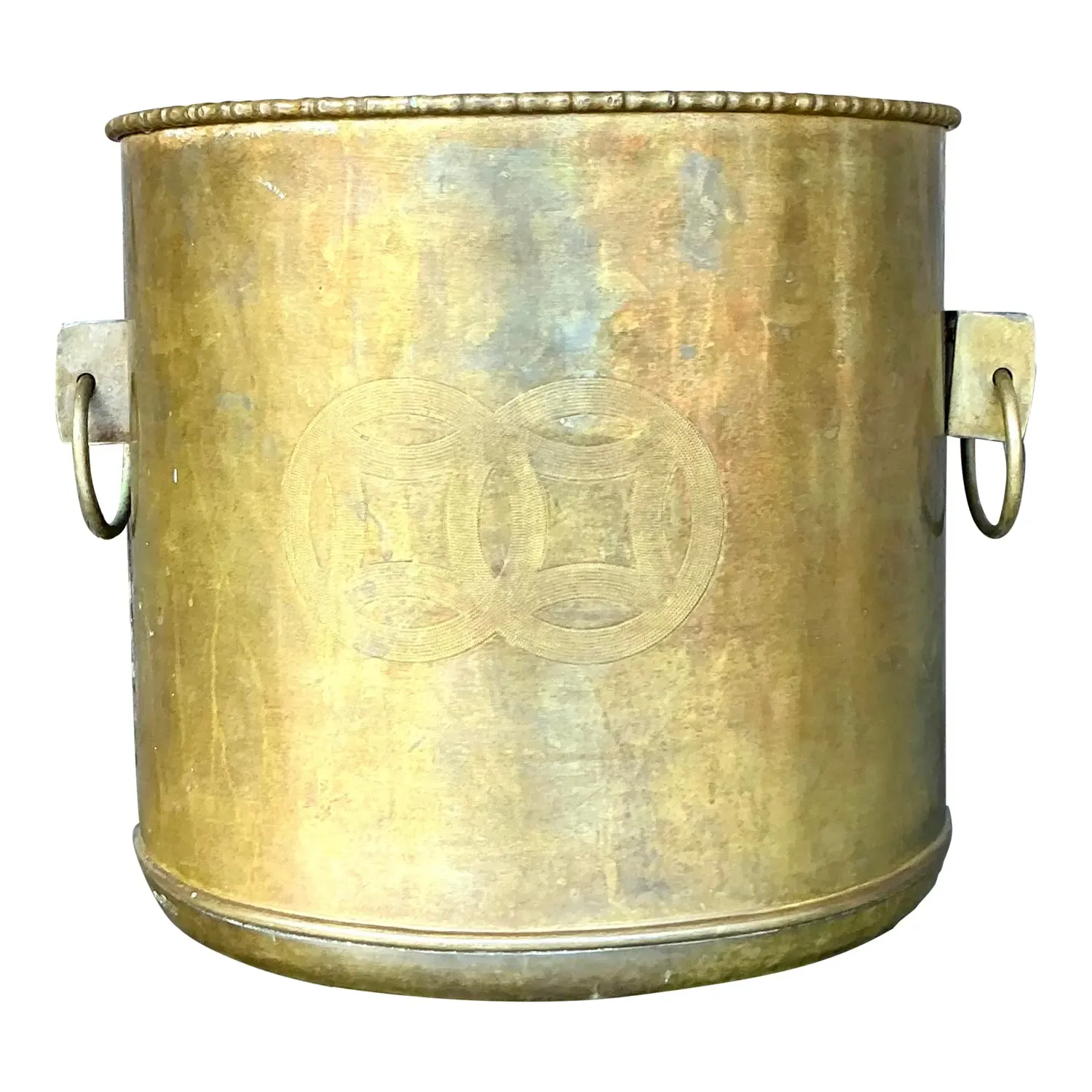 Vintage Regency Brass Medallion Planter — additional photo 1