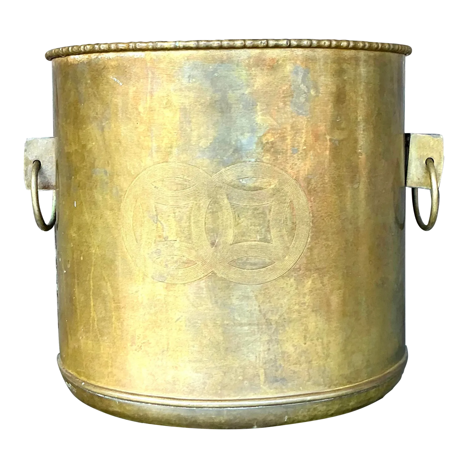 Vintage Regency Brass Medallion Planter — additional photo 2