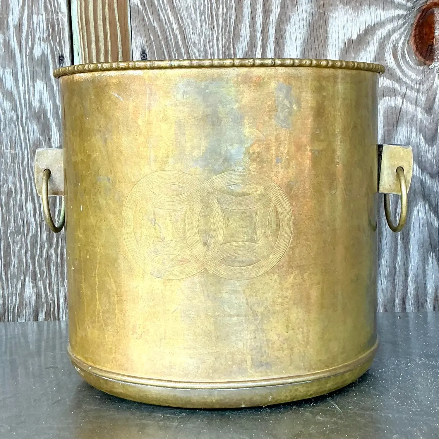 Vintage Regency Brass Medallion Planter — additional photo 5