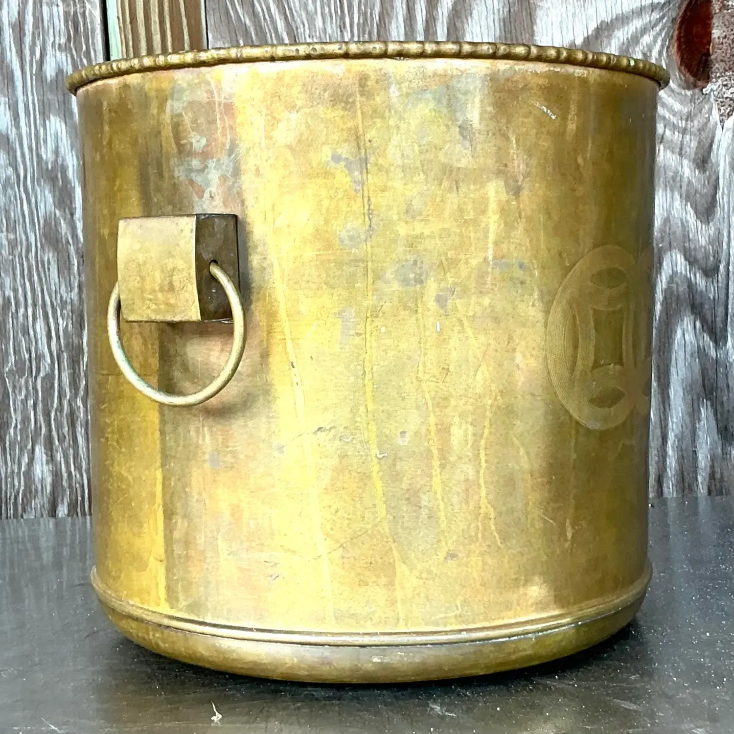 Vintage Regency Brass Medallion Planter — additional photo 6