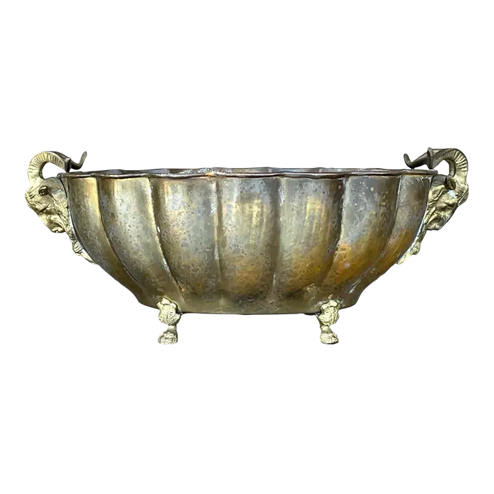 Vintage Regency Brass Rams Head Jardinere — additional photo 3
