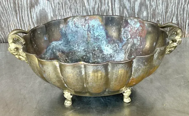 Vintage Regency Brass Rams Head Jardinere — additional photo 7
