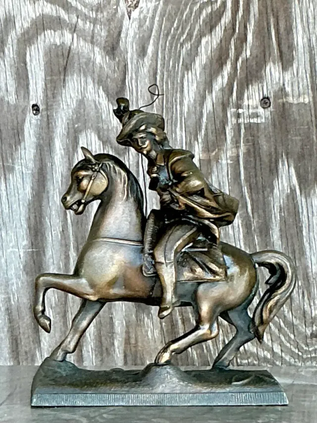 Vintage Regency Brass Rider on Horseback — additional photo 2