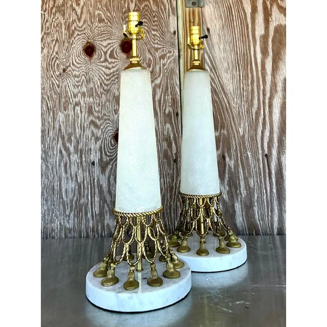 Vintage Regency Brass Swag and Tassle Lamps - A Pair — additional photo 2