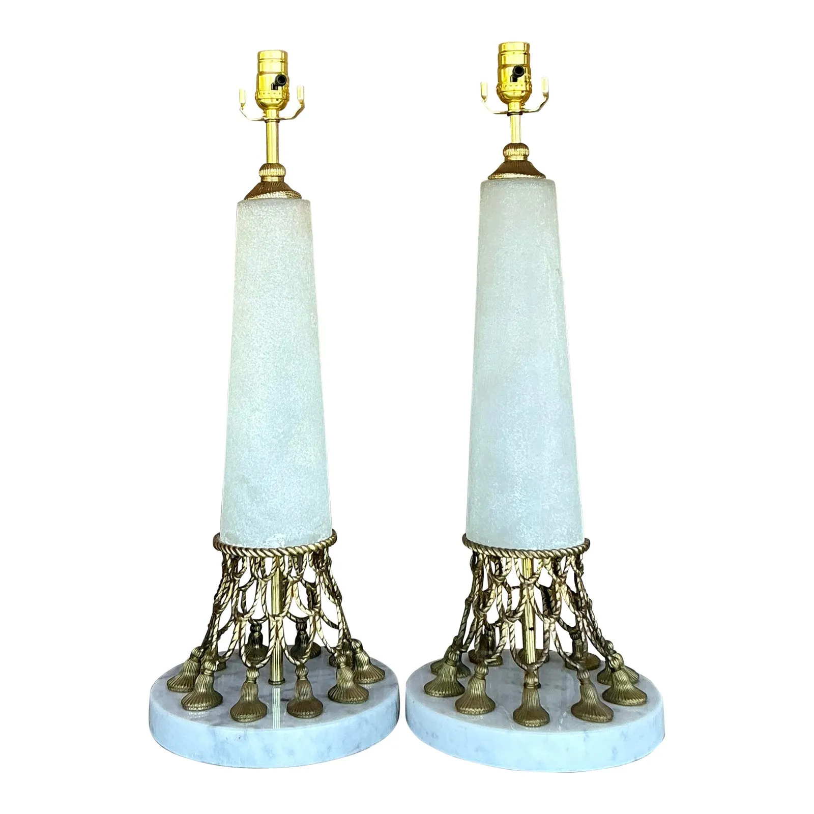 Vintage Regency Brass Swag and Tassle Lamps - A Pair — additional photo 3