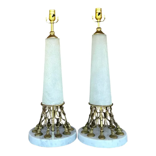 Vintage Regency Brass Swag and Tassle Lamps - A Pair — additional photo 3