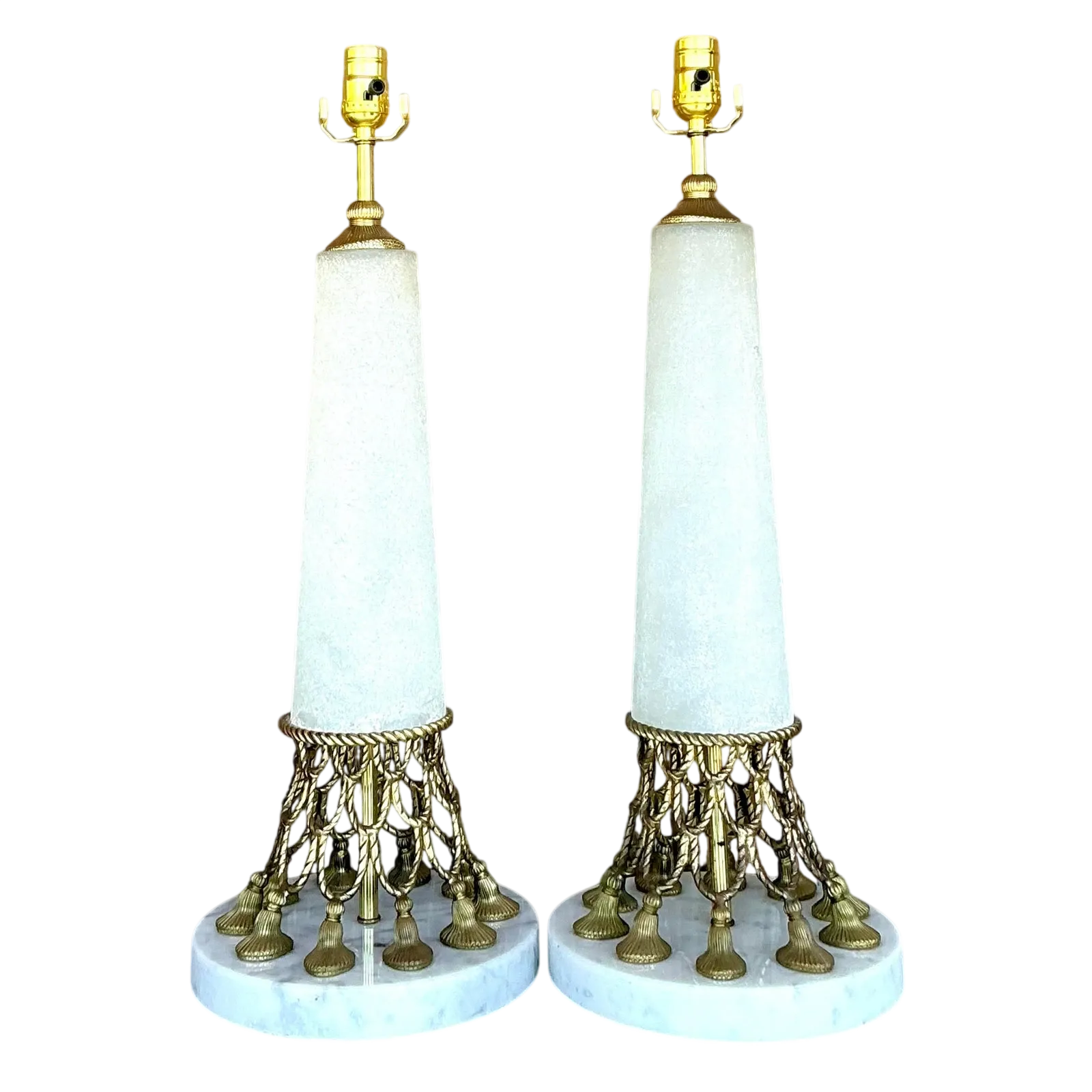 Vintage Regency Brass Swag and Tassle Lamps - A Pair — additional photo 4