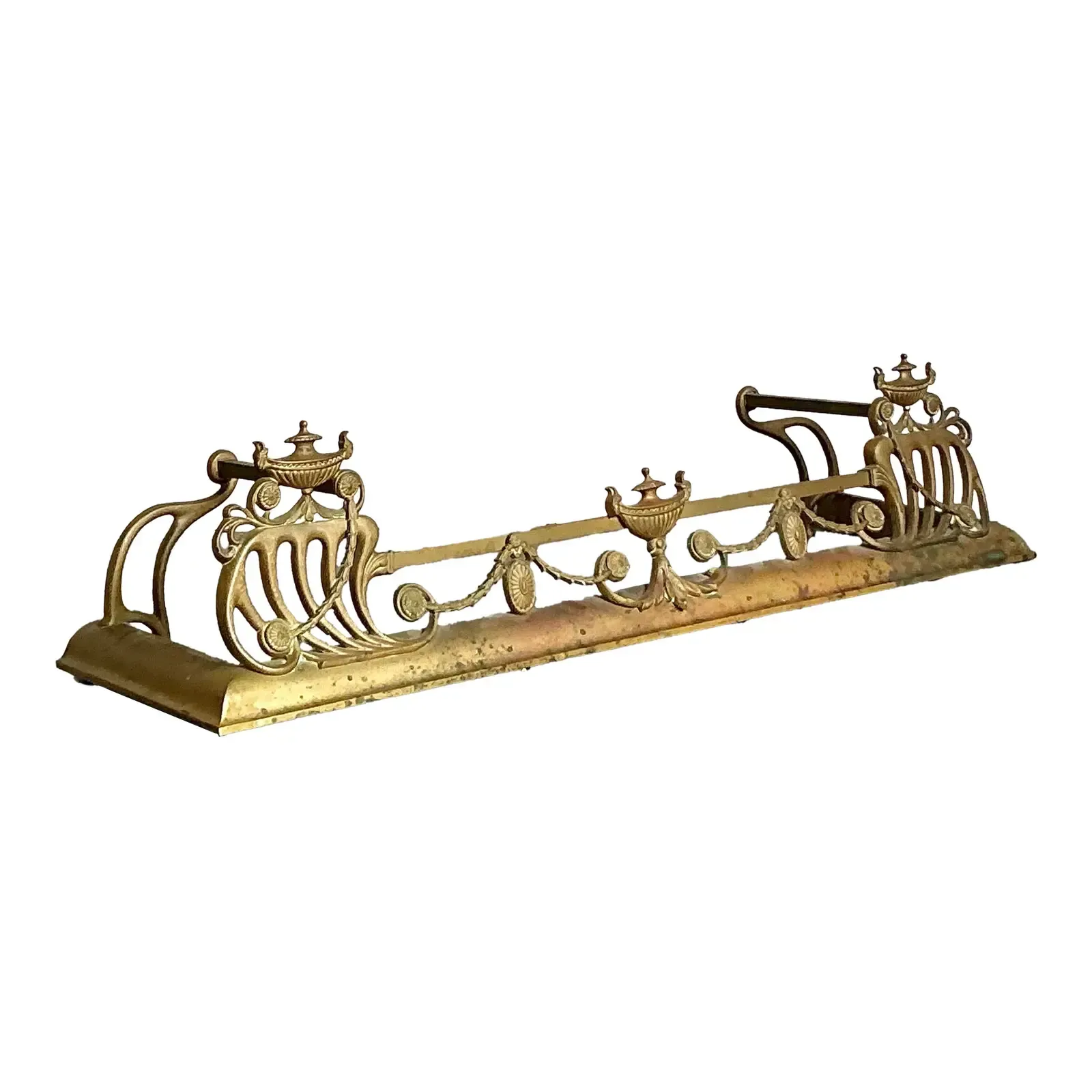 Vintage Regency Brass Swag Fireplace Fender — additional photo 1