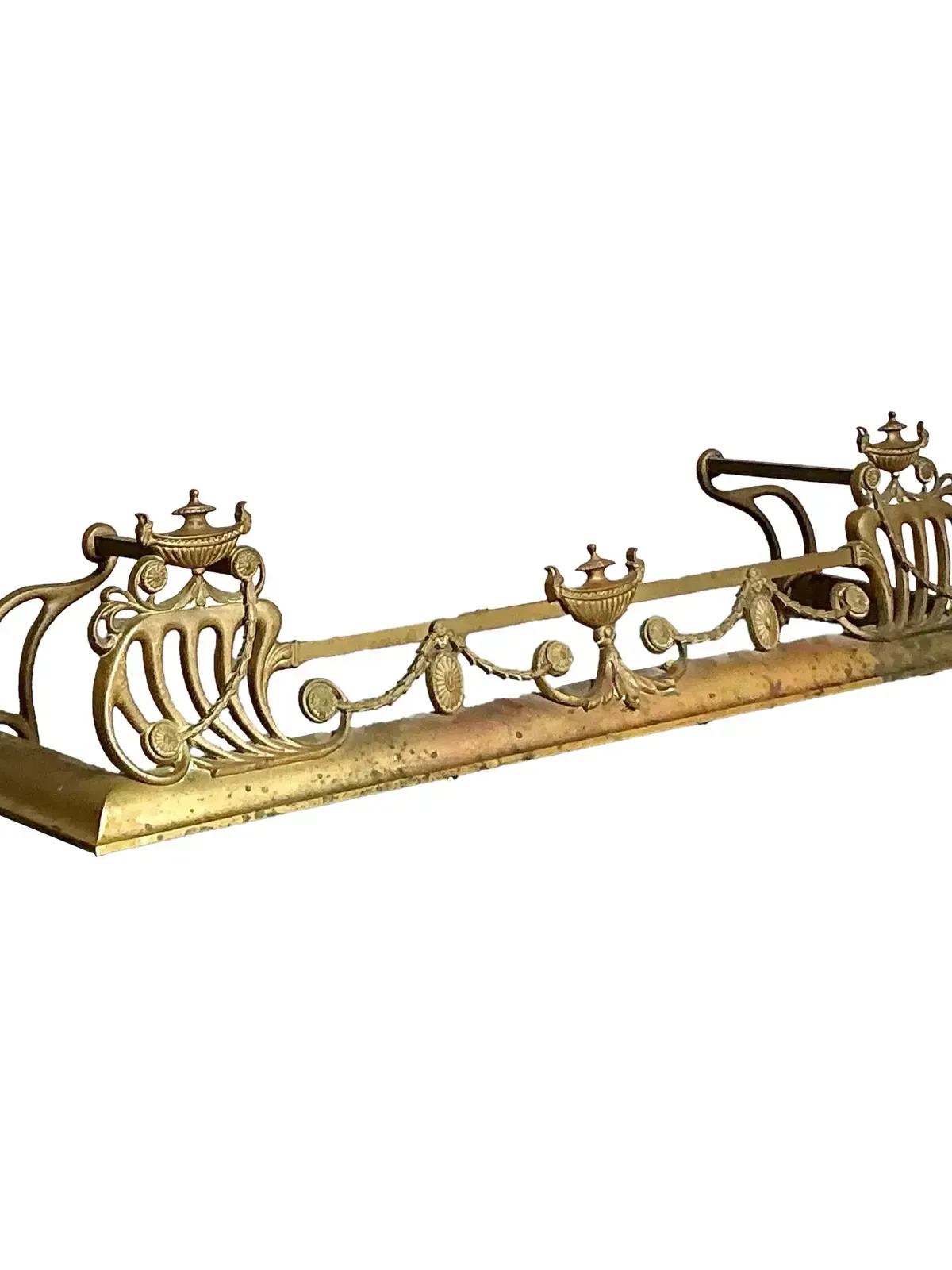 Vintage Regency Brass Swag Fireplace Fender — additional photo 3
