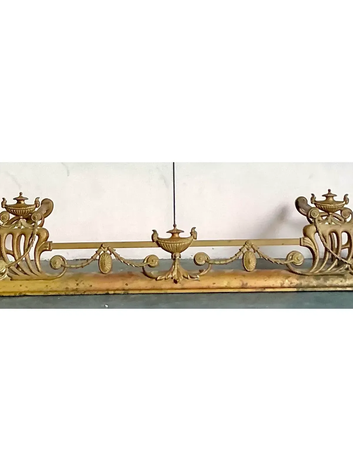 Vintage Regency Brass Swag Fireplace Fender — additional photo 4
