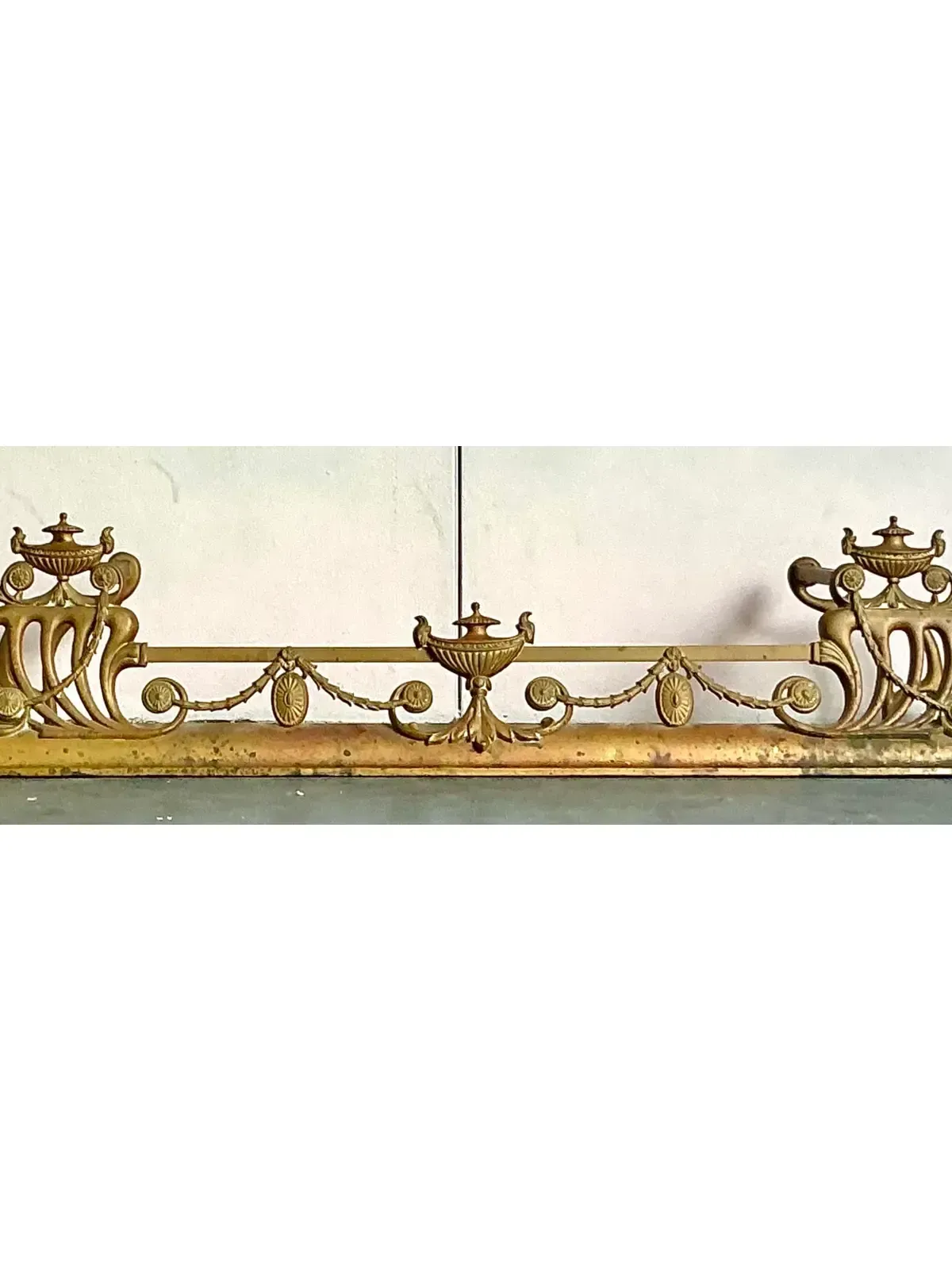 Vintage Regency Brass Swag Fireplace Fender — additional photo 5