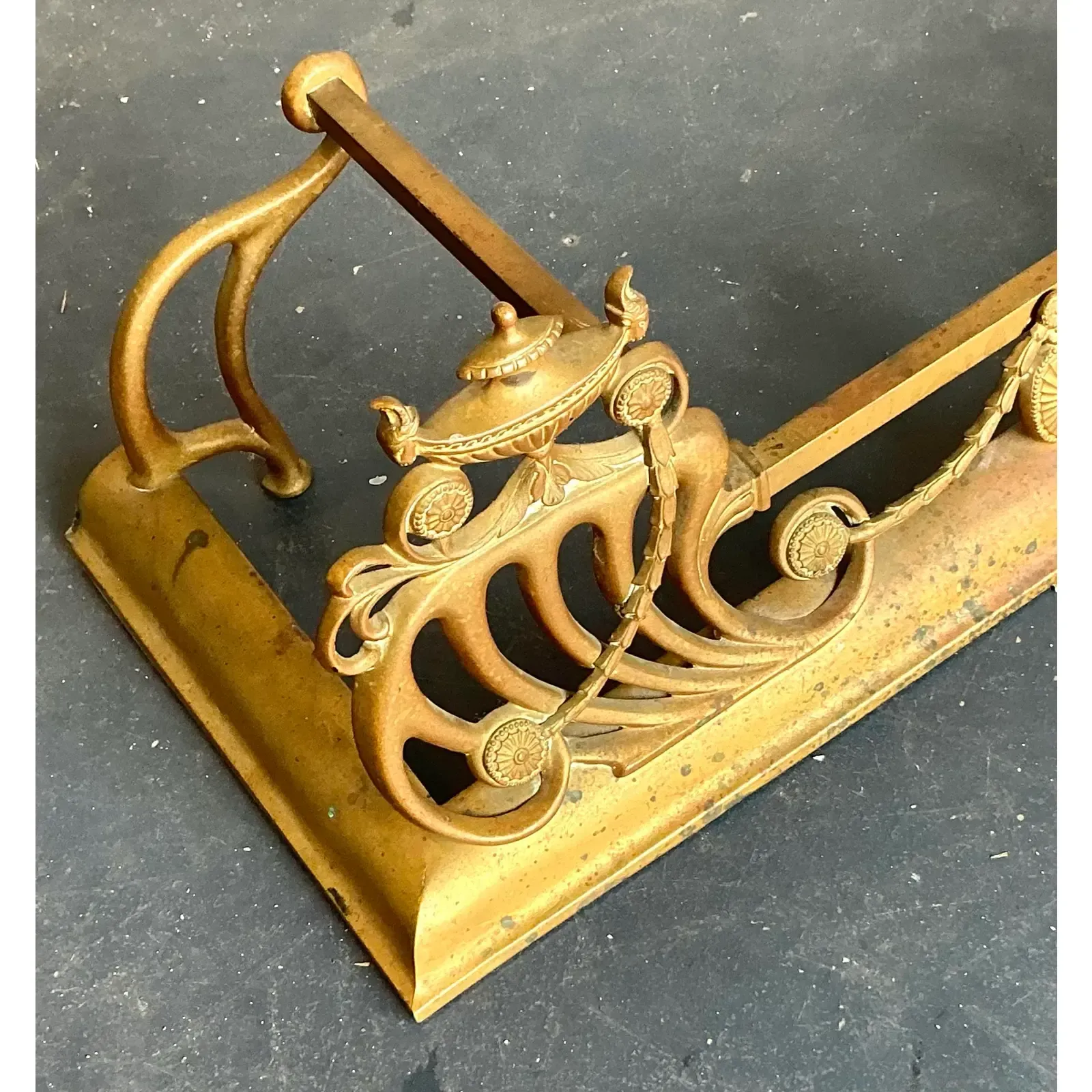 Vintage Regency Brass Swag Fireplace Fender — additional photo 6