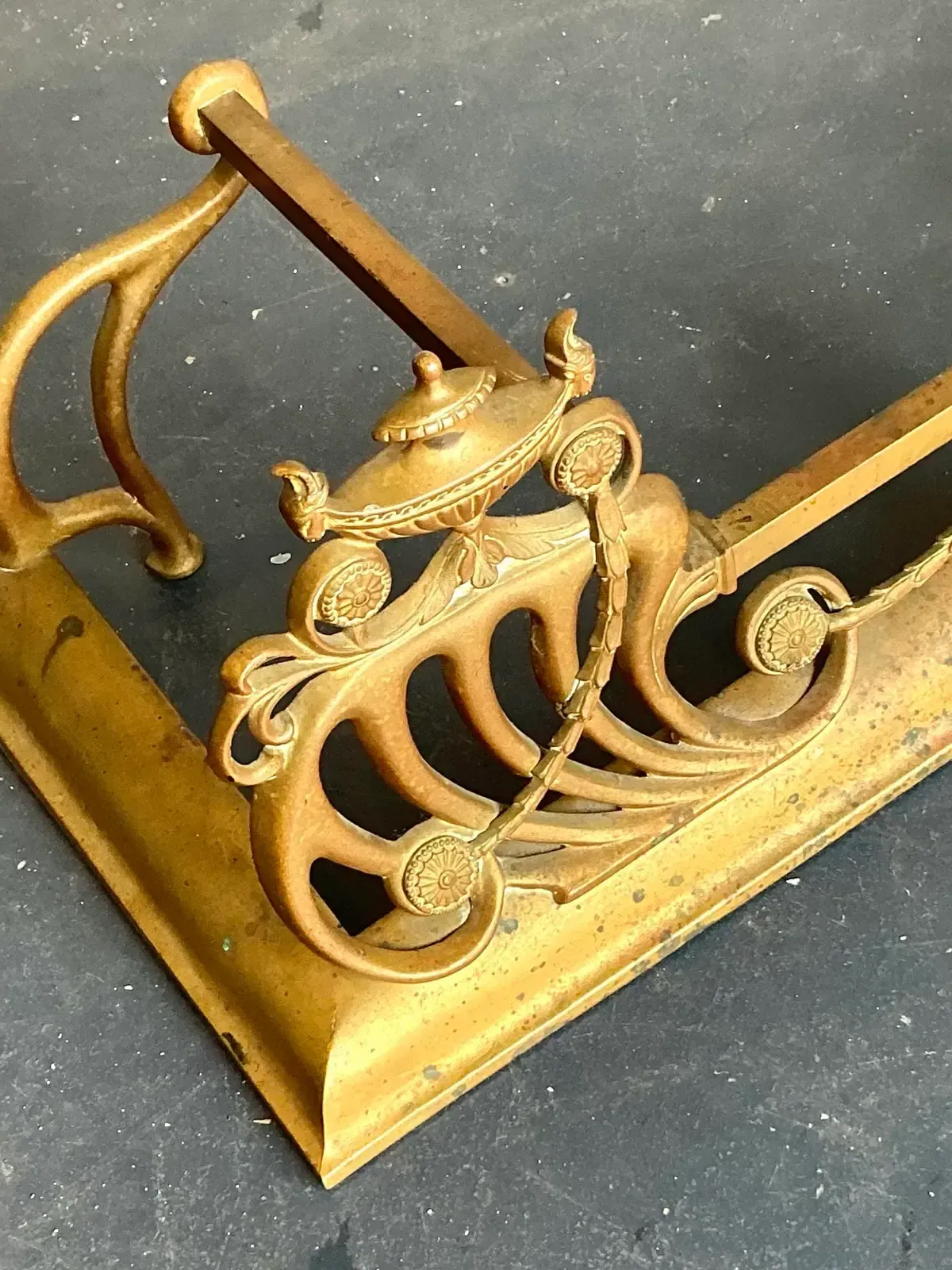 Vintage Regency Brass Swag Fireplace Fender — additional photo 6