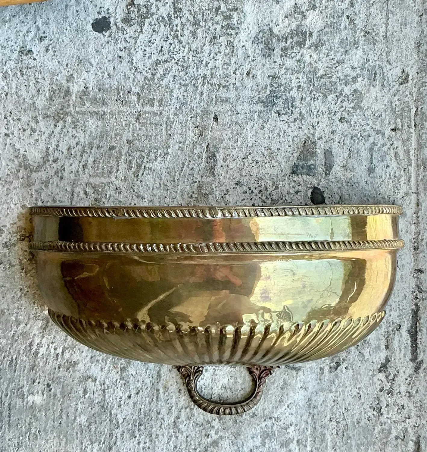 Vintage Regency Brass Wall Pocket — additional photo 2