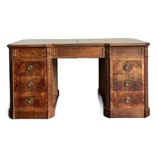Vintage Regency Burl Wood Fretwork Desk — additional photo 1