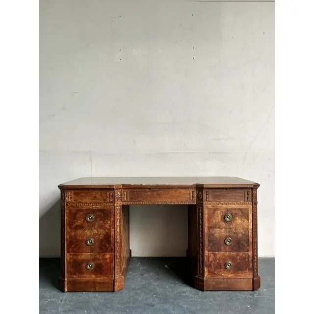 Vintage Regency Burl Wood Fretwork Desk — additional photo 3