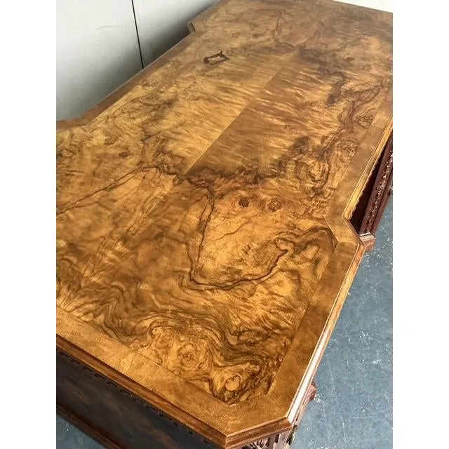 Vintage Regency Burl Wood Fretwork Desk — additional photo 4