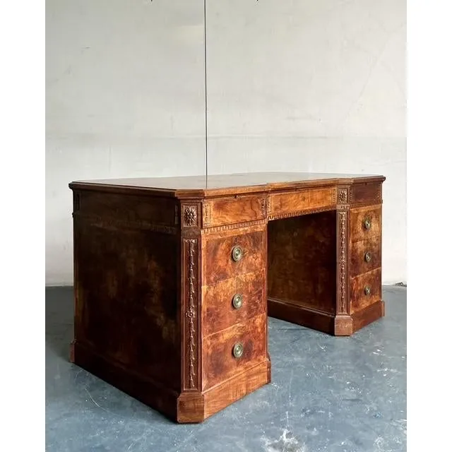 Vintage Regency Burl Wood Fretwork Desk — additional photo 6