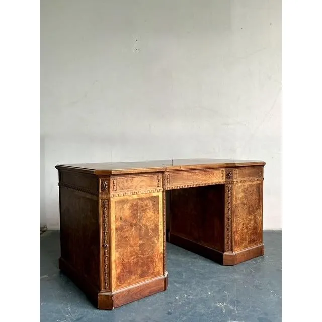 Vintage Regency Burl Wood Fretwork Desk — additional photo 8